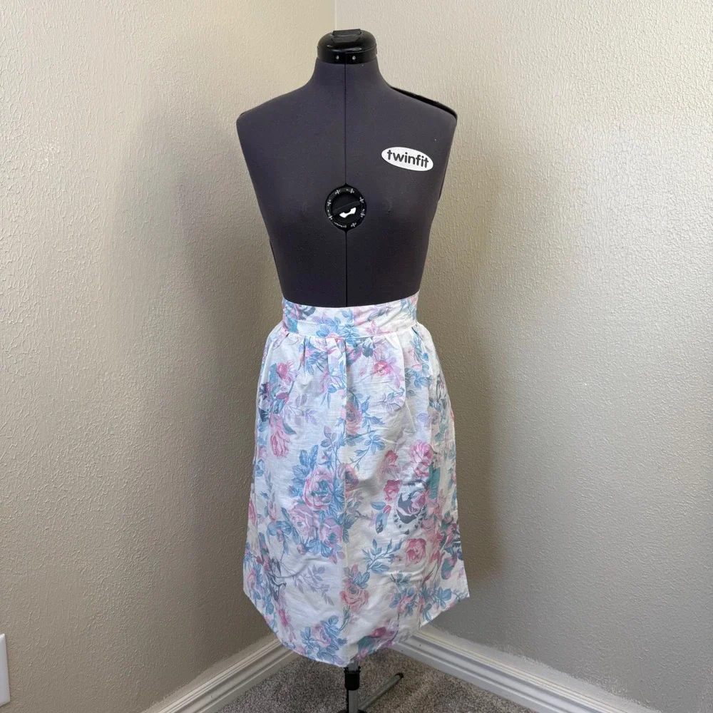 Vintage Floral Rose Half Apron Pink‎ Blue Cottagecore Farmhouse Kitchen Decor